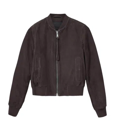 Allsaints Suede Orten Bomber Jacket In Brown
