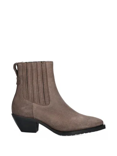 Allsaints Suede Pleated Ankle Boots In Gray