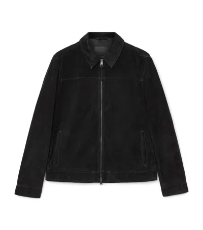 Allsaints Mens Rhone Collared Suede Jacket Black