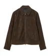 Allsaints Mens Cocoa Brown Rhone Collared Suede Jacket In Brown