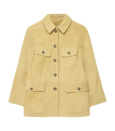 Allsaints Suede Roiya Hunting Jacket In Neutral