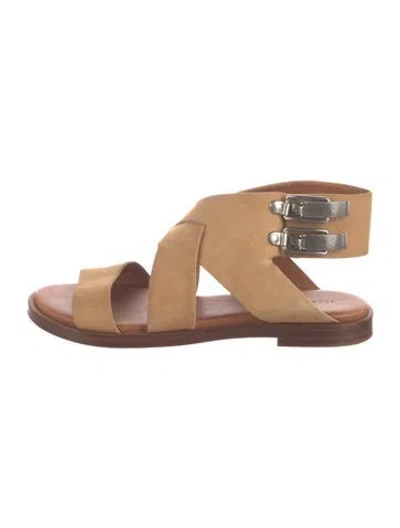 Pre-owned Allsaints Suede Sandals In Brown/neutrals