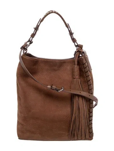 Pre-owned Allsaints Suede Top Handle Bag In Brown