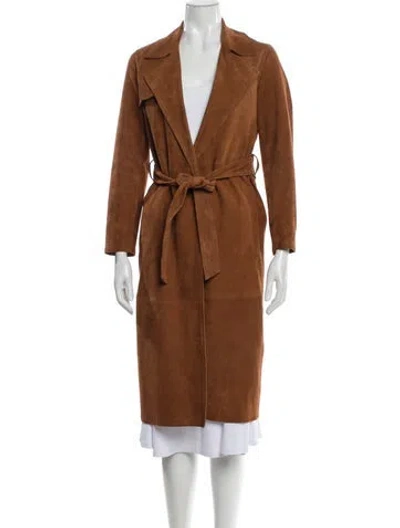 Pre-owned Allsaints Suede Trench Coat In Brown