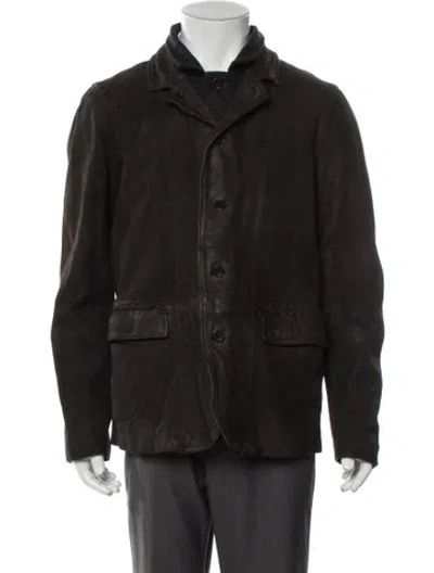 Pre-owned Allsaints Suede Utility Jacket In Brown