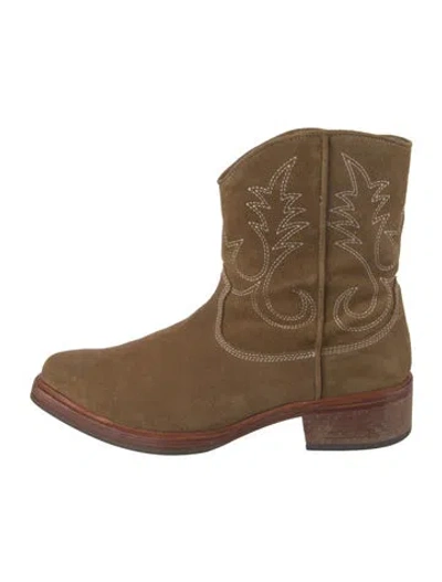 Pre-owned Allsaints Suede Western Boots In Brown
