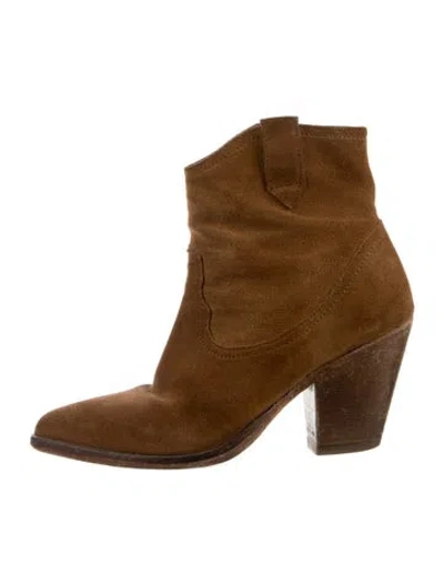 Pre-owned Allsaints Suede Western Boots In Green
