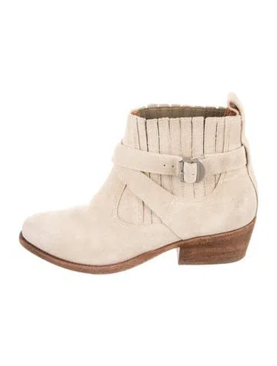 Pre-owned Allsaints Suede Western Boots In Neutral