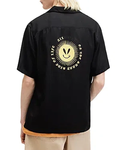 Allsaints Sunsmirk Short Sleeve Camp Shirt In Black