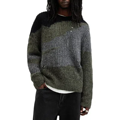 Allsaints Sur Colourblock Alpaca Blend Jumper In Green/black