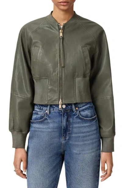 Allsaints Suri Leather Bomber Jacket In Green