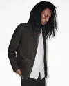 Allsaints Survey Double Layered Leather Blazer In Anthracite Grey