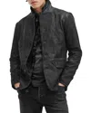 Allsaints Survey Double Layered Leather Blazer In Black