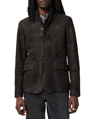 Allsaints Survey Layered Leather Blazer In Brown