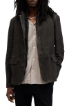 Allsaints Survey Layered Leather Blazer In Black