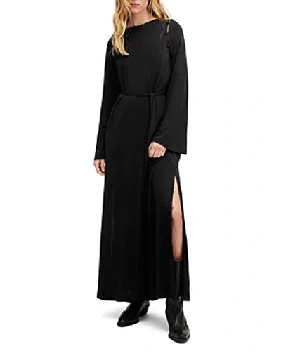 Allsaints Susannah Removable Sleeve Maxi Dress In Black