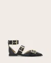 Allsaints Womens Black Sutton Multi-strap Flat Leather Courts In Black