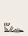 Allsaints Sutton Snakeskin Embossed Pointed Toe Flat In Flow Ecru White