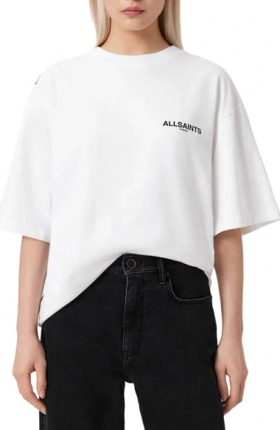 Allsaints Cotton Swoop Amelie Oversized T-shirt In White