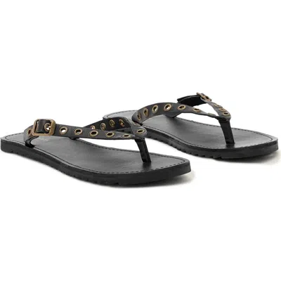 Allsaints Sydney Leather Flip Flop Leather Sandals With Eyelet Detail In Animal Print