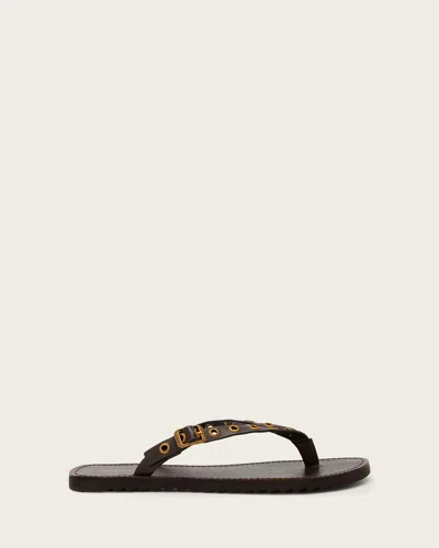 Allsaints Sydney Eyelet Leather Sandals In Animal Print