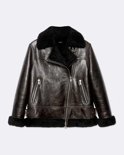 Allsaints Sydney Oversized Shearling Jacket In Black