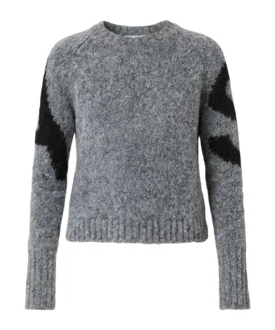 Allsaints Sylvie Long-sleeve Graphic Sweater In Gray