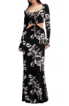 Allsaints Cynthia Floral Cutout Long Sleeve Maxi Dress In Monica Black