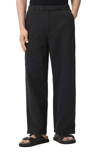 Allsaints Mens Orca Black Taiko Straight-leg Cotton Trousers In Blue