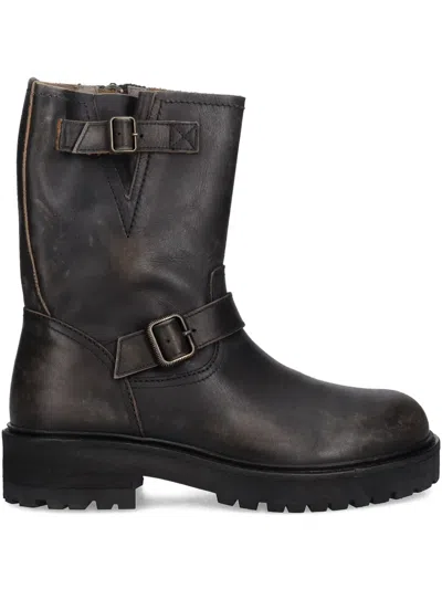 Allsaints Tait Buckle-strap Boots In Brown