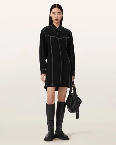 Allsaints Tala Shirt Mini Dress In Black