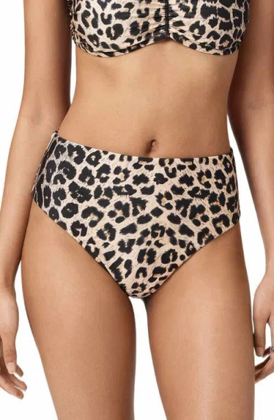 Allsaints Talaria High Waist Bikini Bottoms In Animal Print