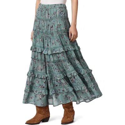 Allsaints Talia Floral Tiered Skirt In Blue