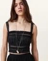 Allsaints Womens Black Talia Cropped Modal Top In Black