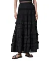 Allsaints Womens Black Talia Tiered-hem Modal Maxi Skirt