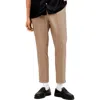 Allsaints Tallis Pleated Cuff Hem Cotton & Wool Blend Pants In Corn Brown