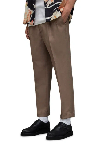 Allsaints Tallis Slim Fit Trousers In Moorland Brown