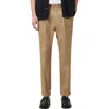 Allsaints Tallis Pleated Cuff Hem Cotton & Wool Blend Pants In Corn Brown
