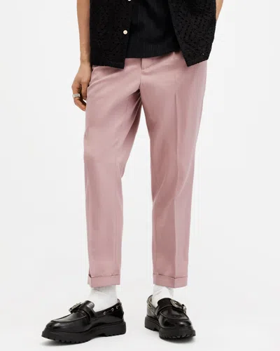 Allsaints Tallis Slim Fit Cropped Tapered Trousers In Dusty Pink