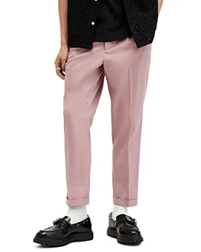 Allsaints Tallis Slim Fit Cropped Tapered Pants In Dusty Pink