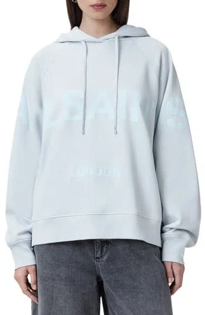 Allsaints Talon Biggy Oversize Logo Hoodie In Blue