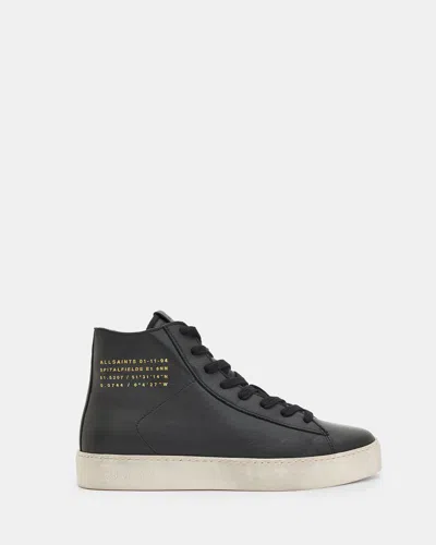 Allsaints Tana Leather High Top Sneakers In Black
