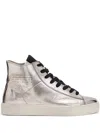 Allsaints Tana Metallic High Top Leather Trainers In Silber