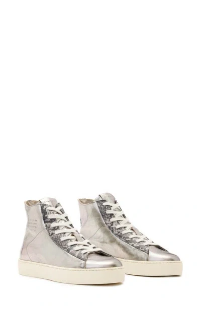 Allsaints Tana Metallic High Top Sneaker In Silver