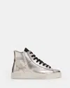 Allsaints Tana Metallic Leather High Top Sneakers In Silver
