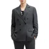 Allsaints Mens Slate Grey Tansey Double-breasted Woven Blazer In Slate Grey