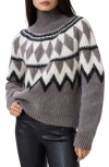 Allsaints Knitted Fair Isle Tara Sweater In Eiffel Grey