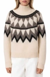 Allsaints Tara Fair Isle Alpaca & Wool Blend Turtleneck Sweater In White