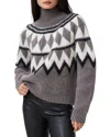 Allsaints Knitted Fair Isle Tara Sweater In Eiffel Grey