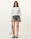 Allsaints Tate High Rise Denim Shorts In Washed Grey